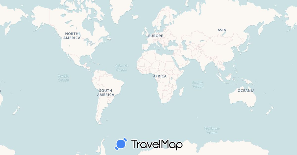 TravelMap itinerary: driving, bus, plane, train, boat in Australia, New Zealand (Oceania)